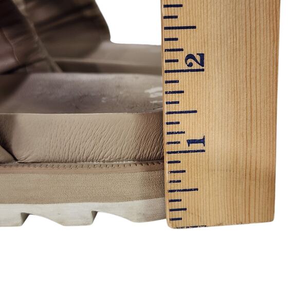Sorel Slides Sandals sz 7 Women Roaming Two Strap Chunky Beige Tan White Stretch - Picture 13 of 13